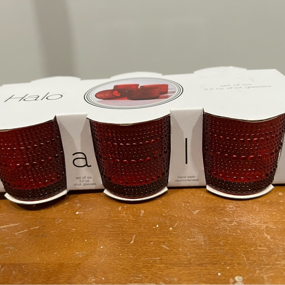Halo Ruby Red Textured Shot Glass Set